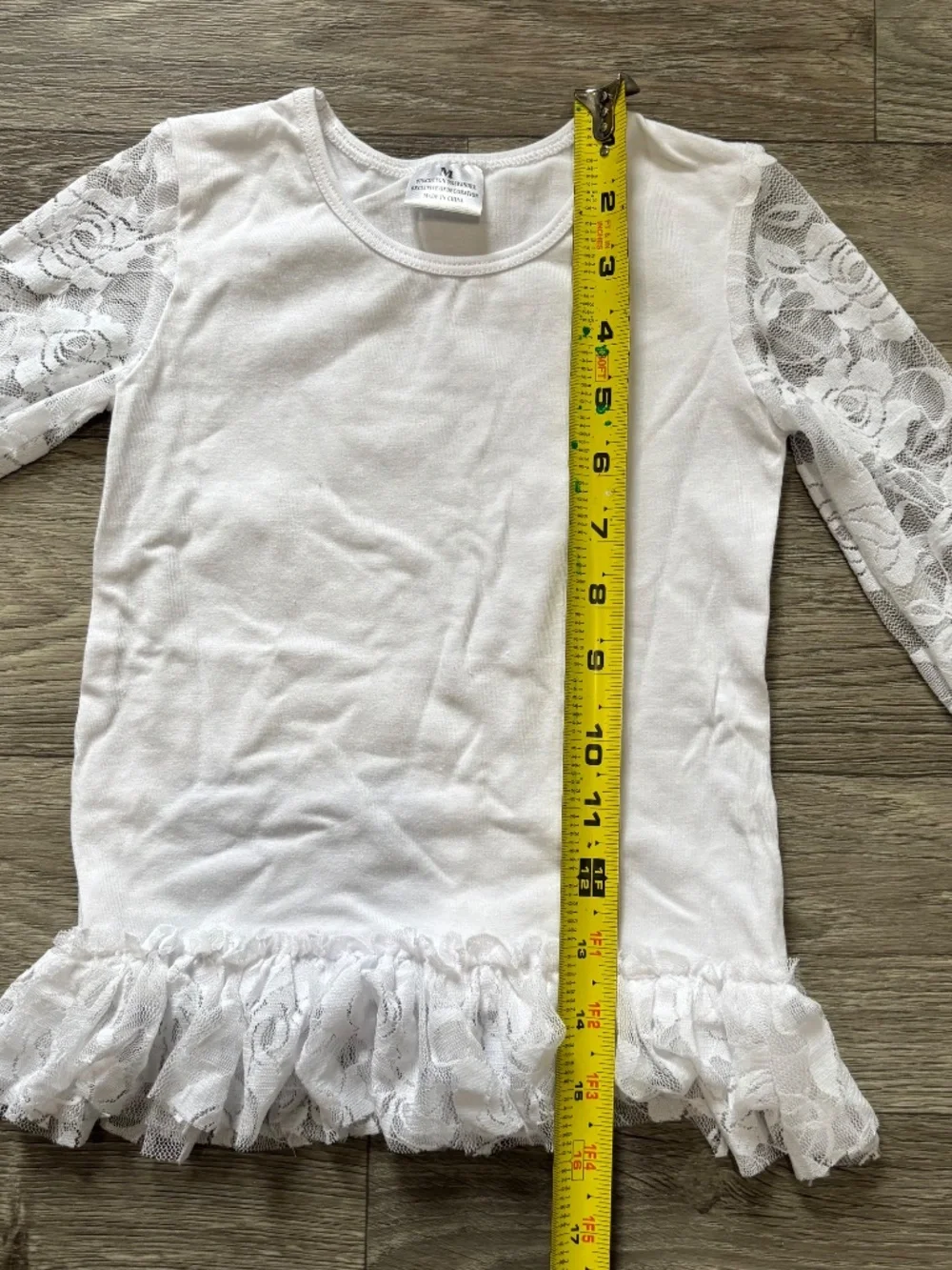 Kids Girls White Lace Long Sleeve Boutique T-Shirt Size Medium Toddler 4/5T
